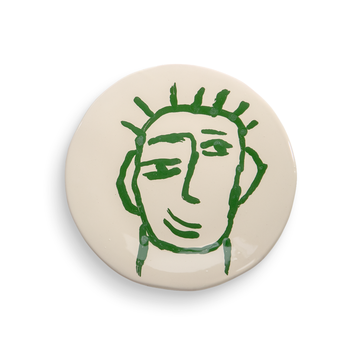 THE TINY FACTORY Keramik piatto fondo 22 verde sguardo obliquo